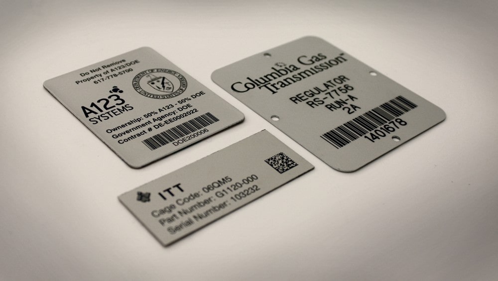 Barcode Metal Tags, Control Panels and More with Strong Aluma-Tough metal 